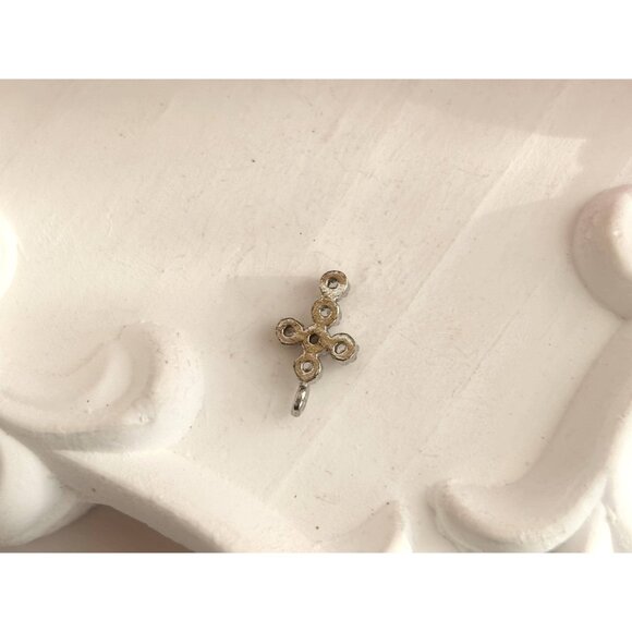 Cross Shaped CZ Accented Catholic | Christian Silver T Vintage Pendant | Charm - Picture 4 of 8